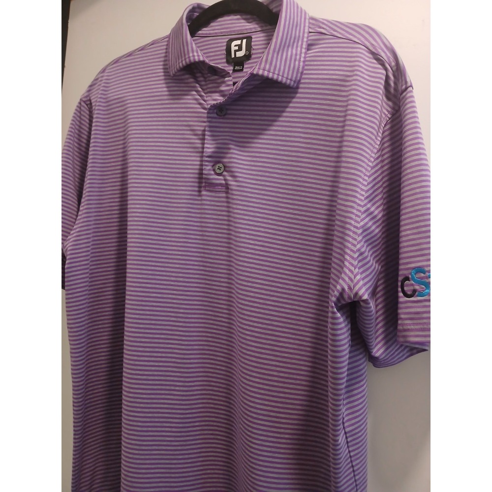 FootJoy Polo Shirt Mens L Purple Striped Performance Logo - Picture 5 of 7